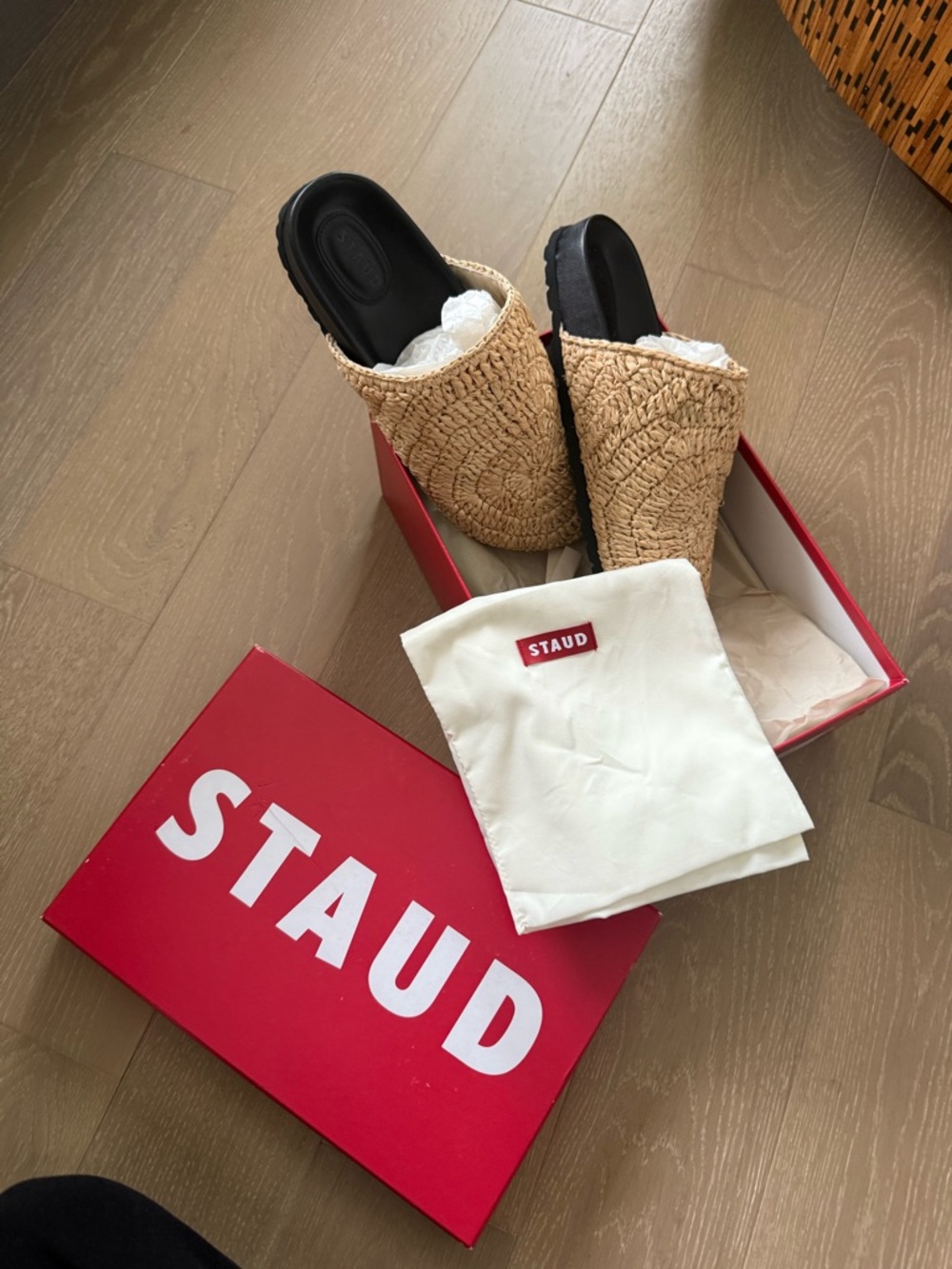 STAUD Red Shoe Box with Product Label